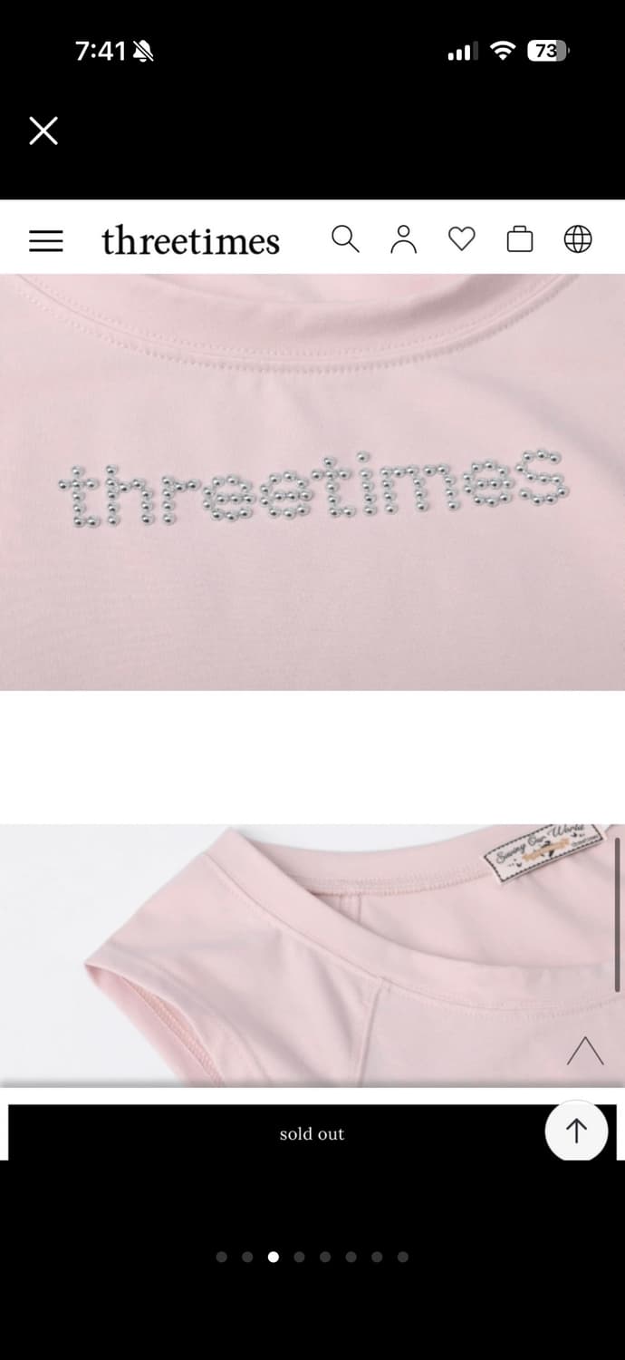 새상품) 쓰리타임즈 비쥬 로고티 핑크 스몰 상품이미지5