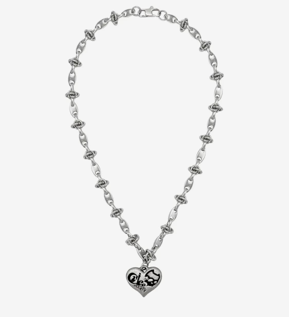 비디오자키 해골 고양이 하트 볼드 체인 목걸이 실버 유광 미착용 새상품 상품이미지1