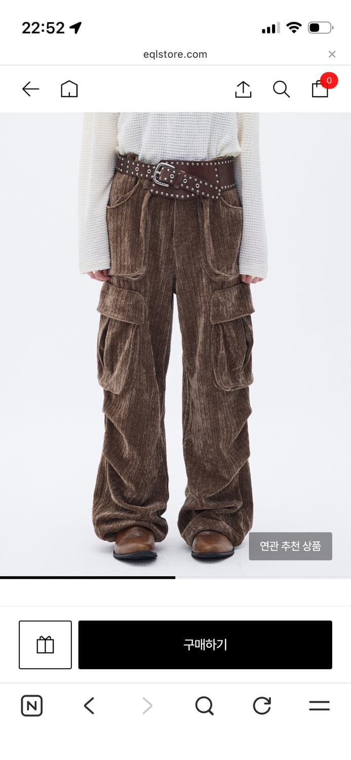 웨슬리휴스톤 카고 벨벳팬츠 상품이미지1