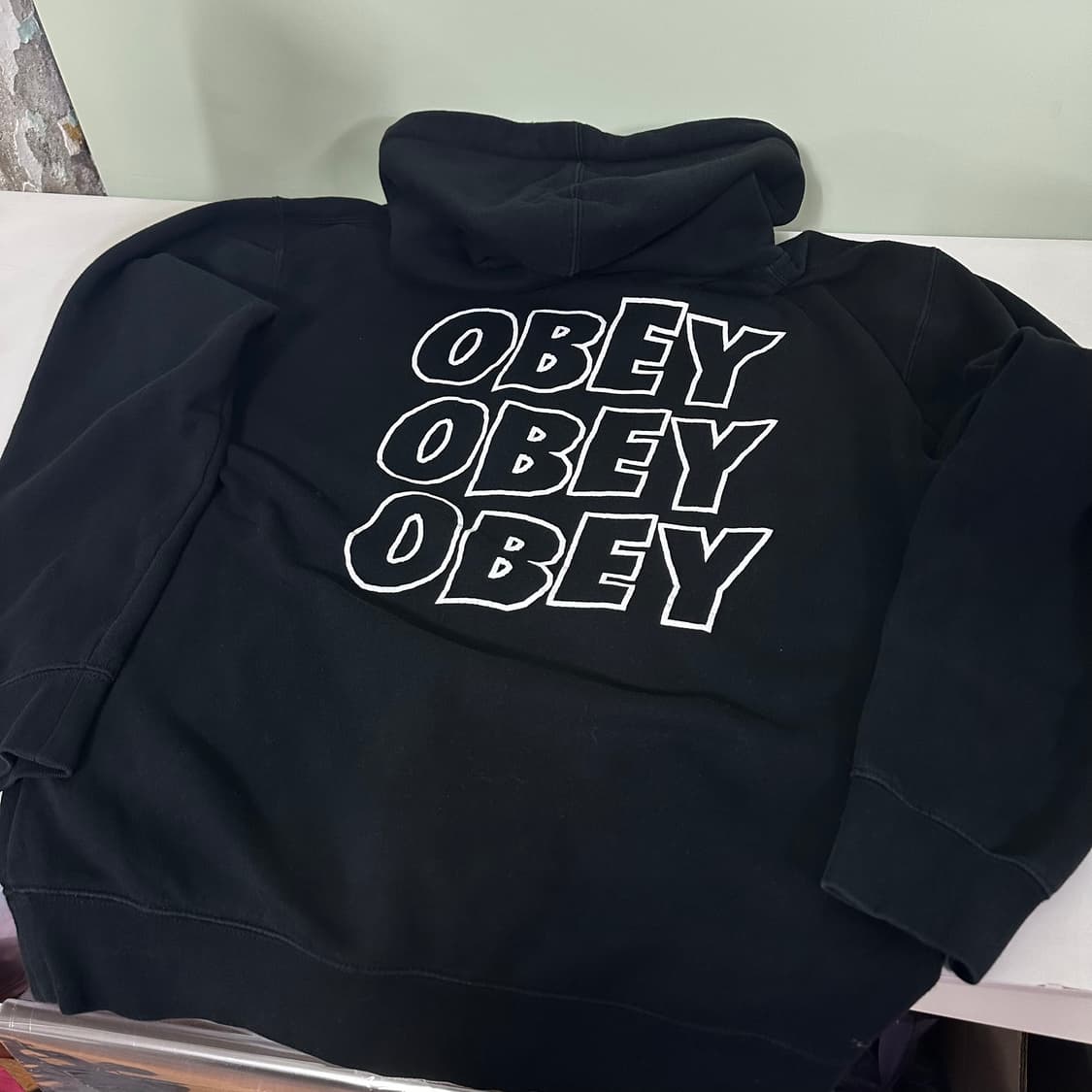 M 오베이 블랙 백로고 후드집업 상품이미지2