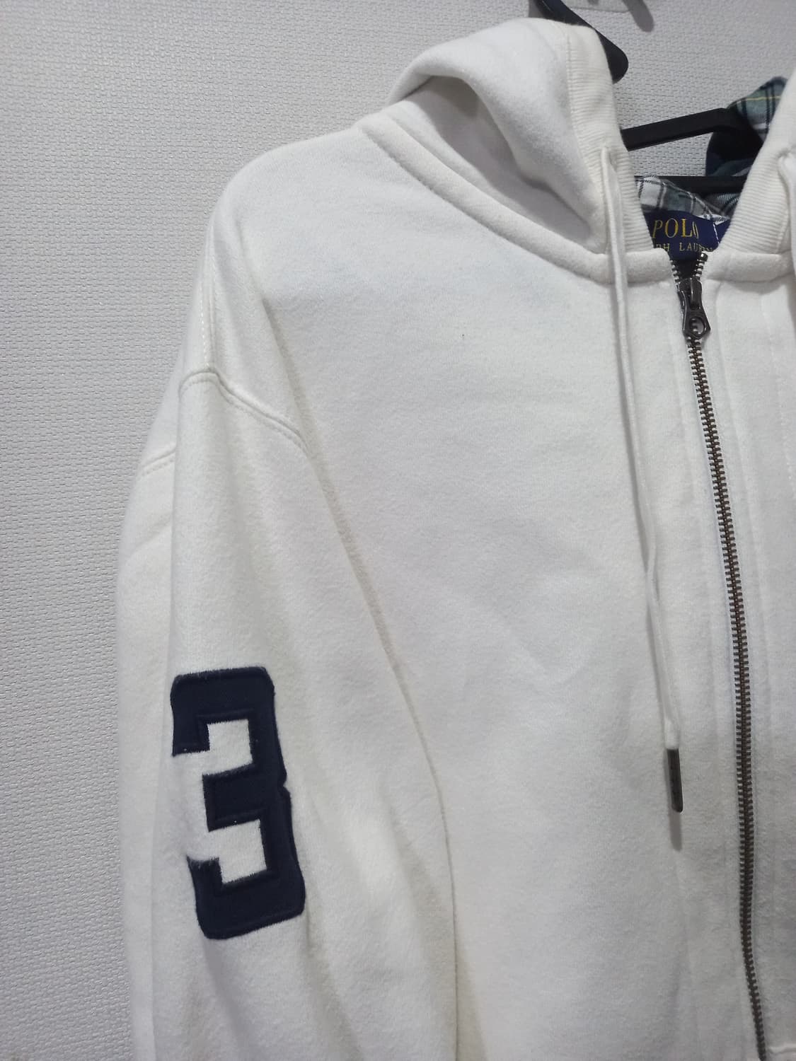 폴로 POLO 빅포니 화이트 체크 후드집업 105/XL 상품이미지2