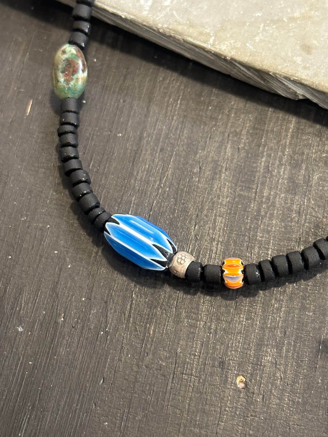 Musta glass beads turquoise black neckla 상품이미지6