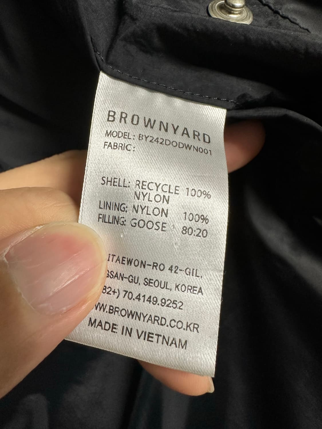 브라운야드 24fw 푸퍼다운(블랙) 5사이즈 판매 상품이미지8