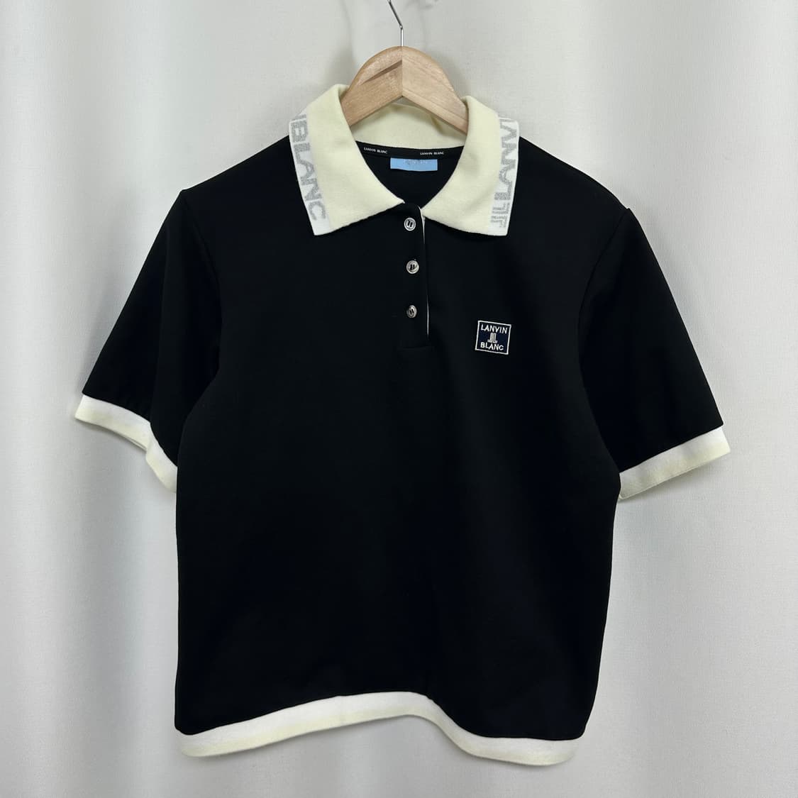 랑방 여자 카라 반팔티 검정 L  상품이미지1