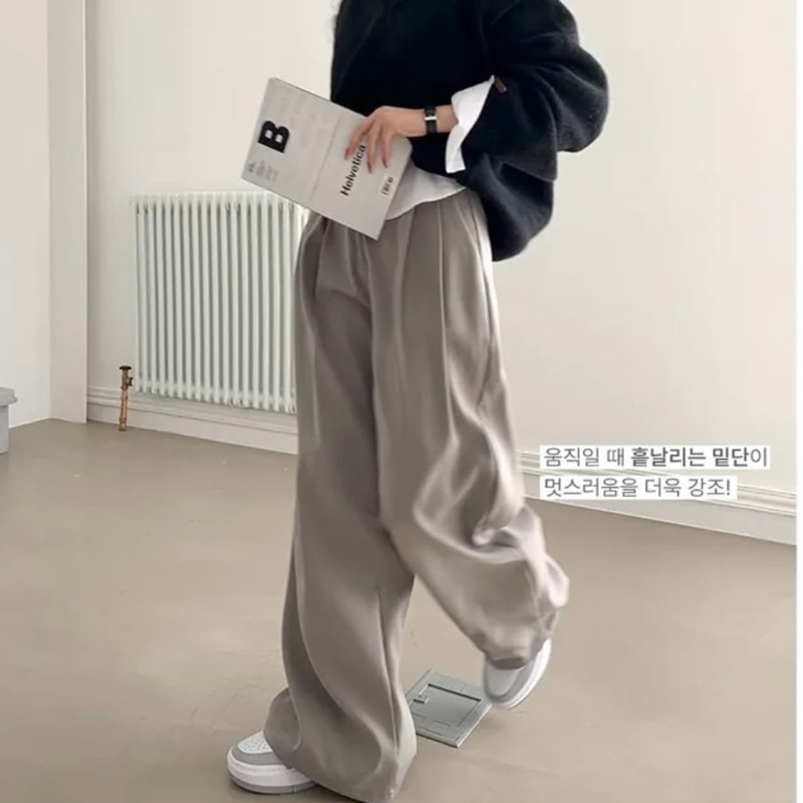 베이델리 투핀턱 와이드 슬랙스 베이지 XS 롱 상품이미지5