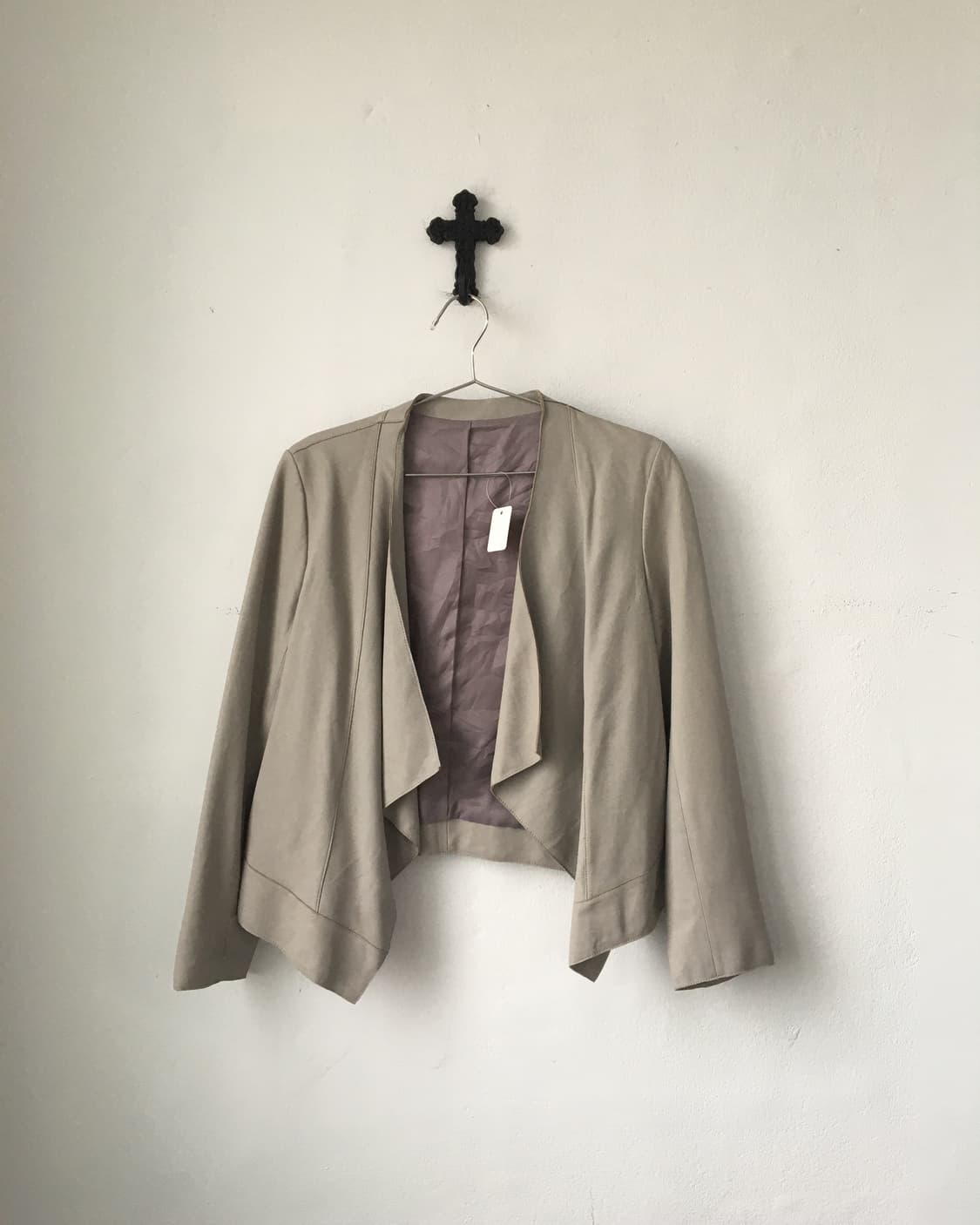 Drape point leather open jacket 상품이미지2