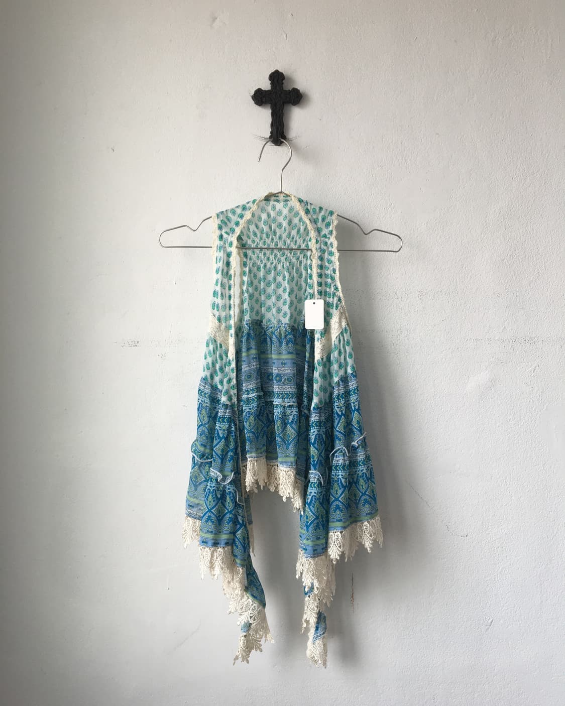 Crochet trimming drape open vest 상품이미지2