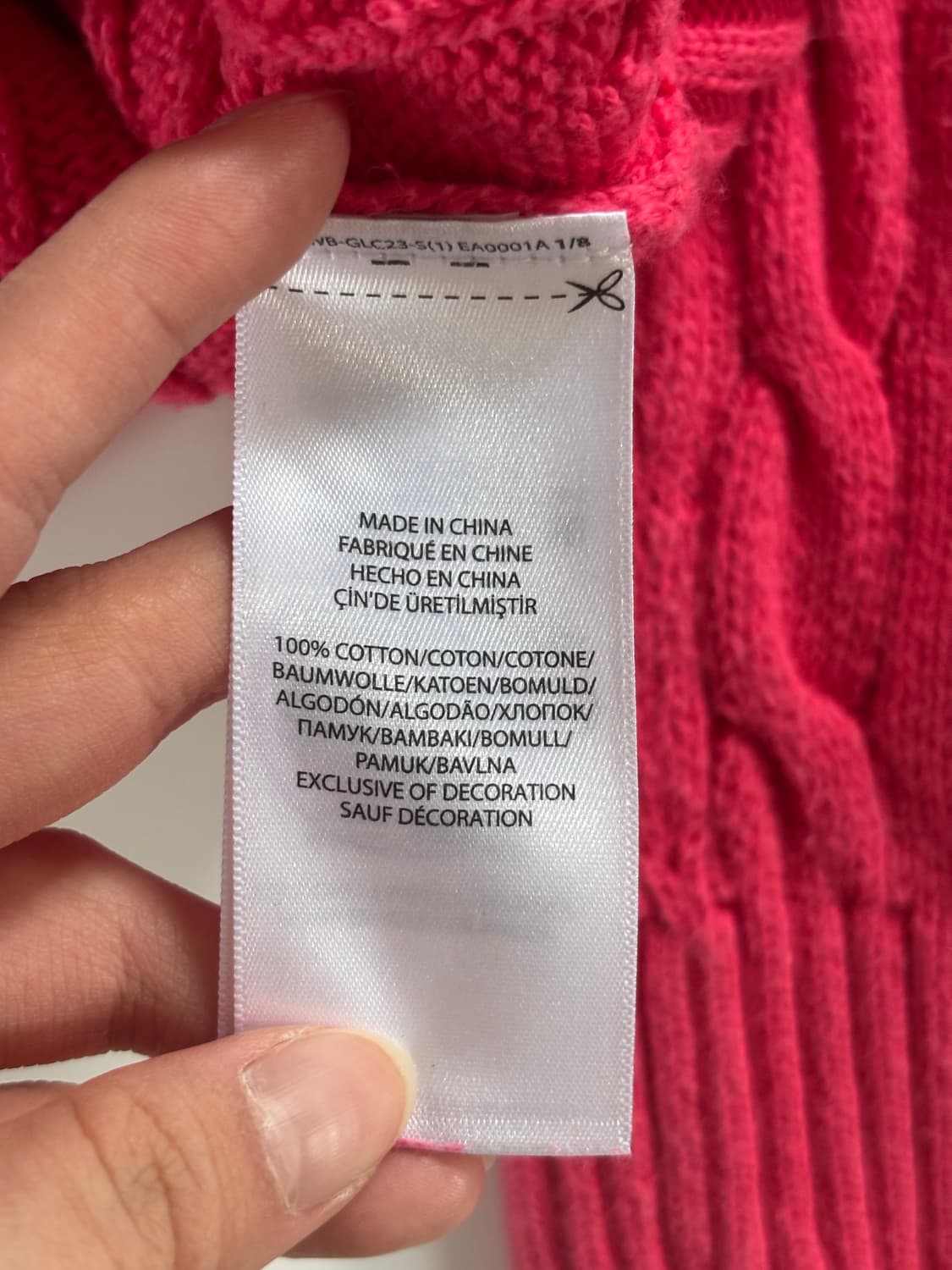 Polo 폴로 랄프로렌 핑크 레드 컬러 케이블 라운드 니트 상품이미지5