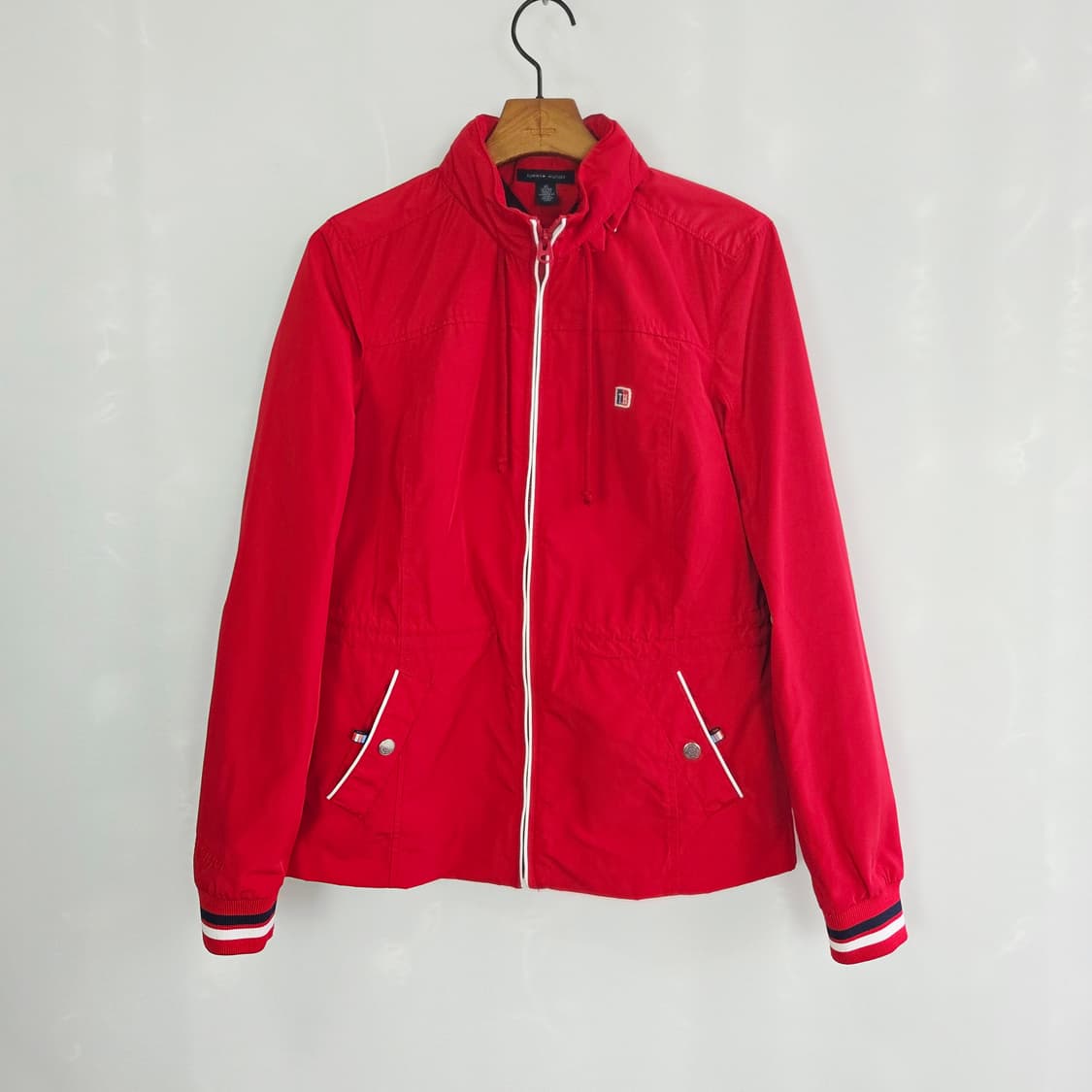 [TOMMY HILFIGER] 타미힐피거 레드 집업 바람막이 자켓 XS 상품이미지1