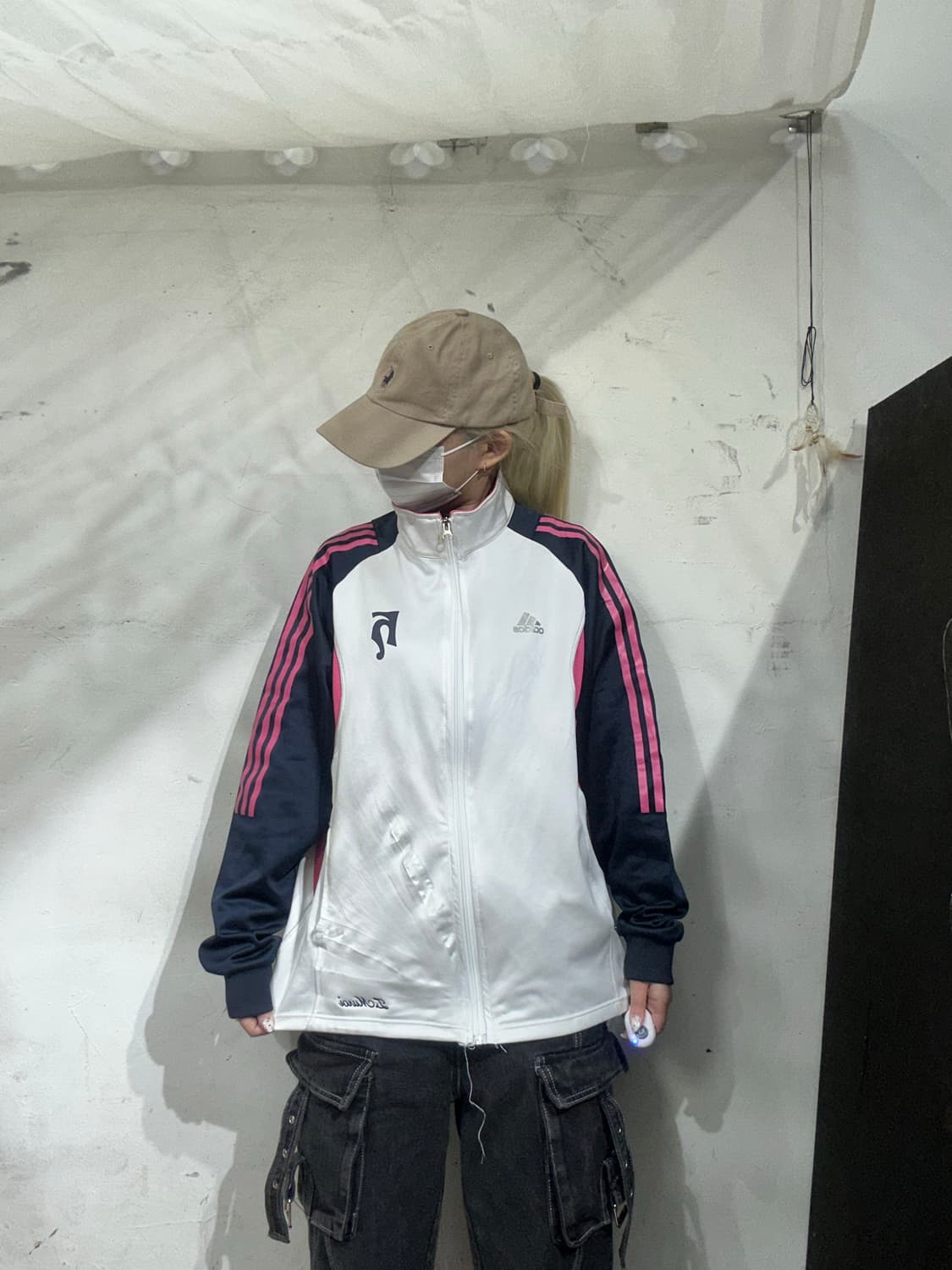 아디다스 화이트 핑크 삼선 트랙탑 져지 M 상품이미지2