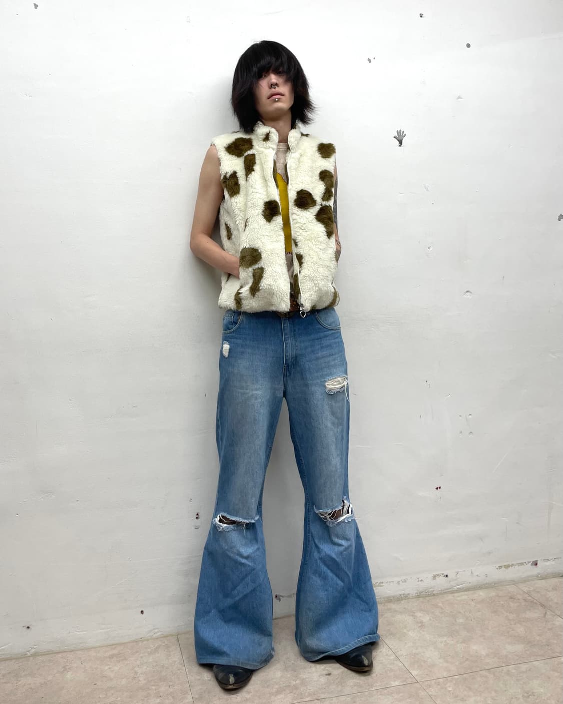Brown Milk Cow fur vest 상품이미지7