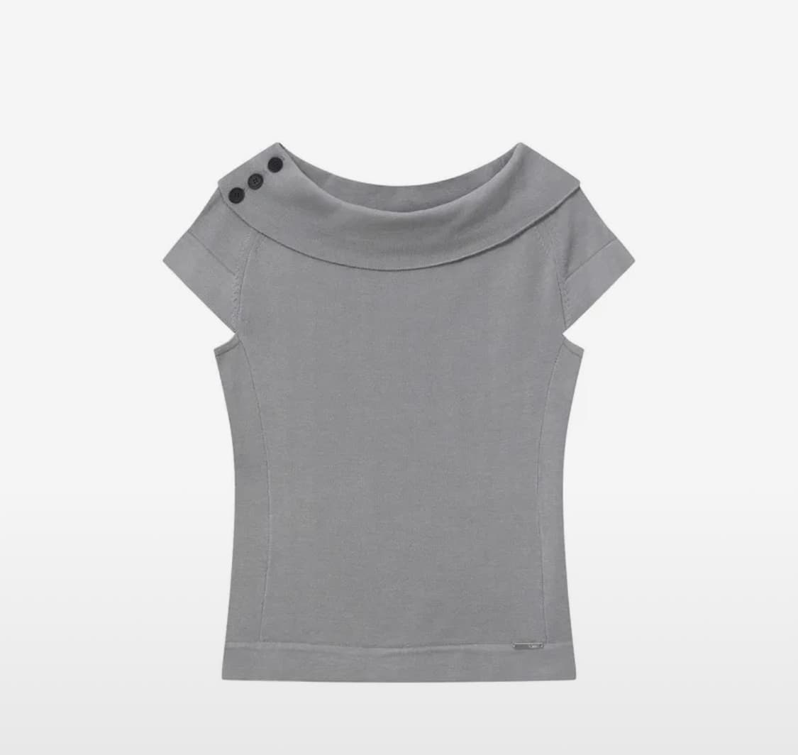 미세키서울 Button boat neck knit top GREY 상품이미지1