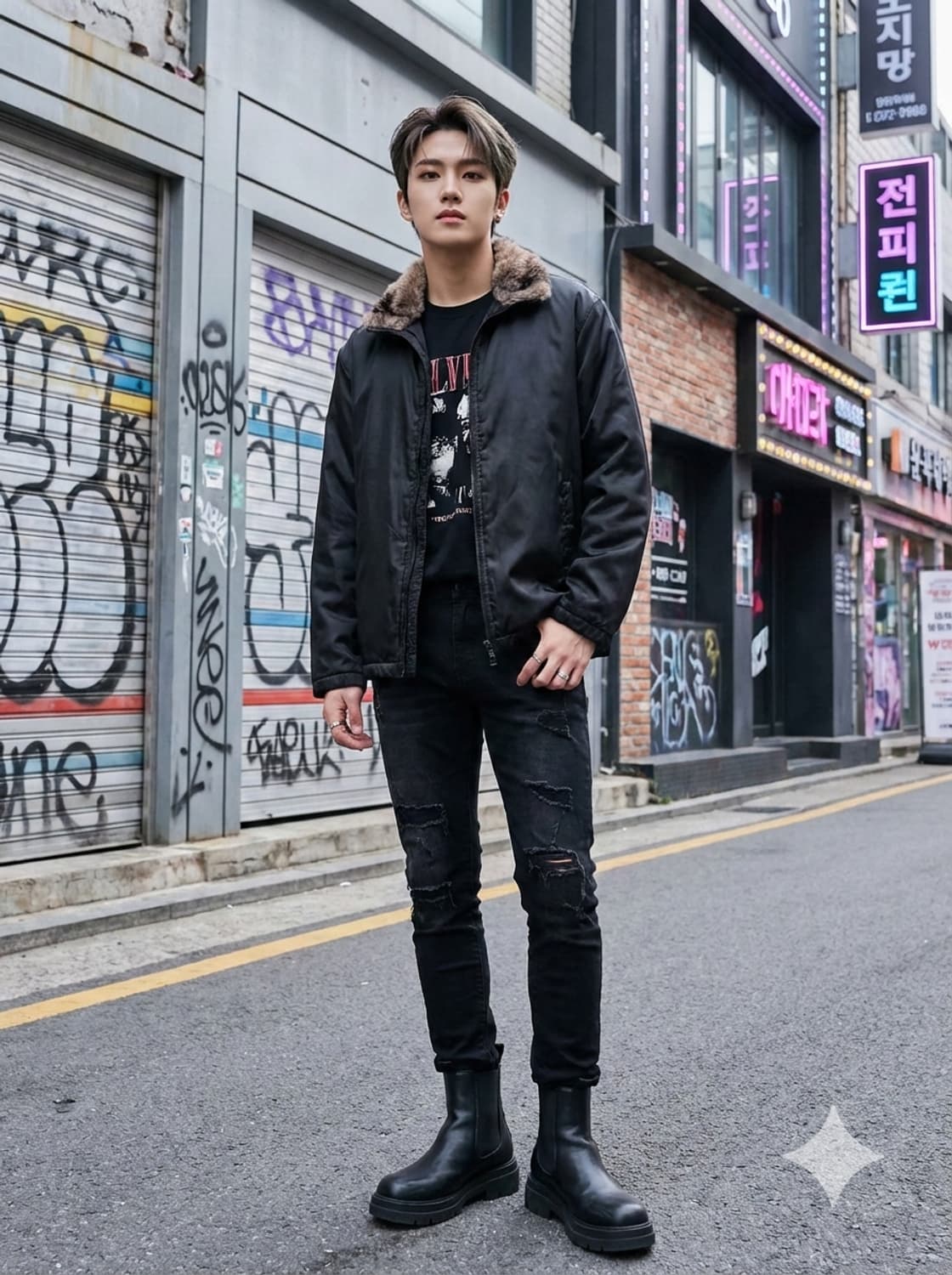 헨리코튼 토끼털 카라 자켓 상품이미지1