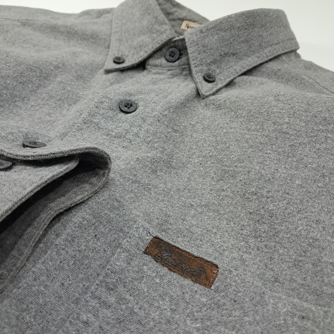 CL369 M 울리치 90s 멕시코판 가죽패치 플란넬 그레이 셔츠 남방 상품이미지4