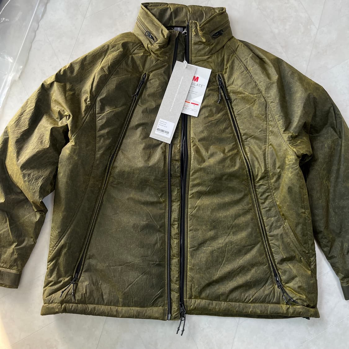 [새상품]언어펙티드 패디드 오블리크 집 점퍼 크랙올리브 상품이미지3