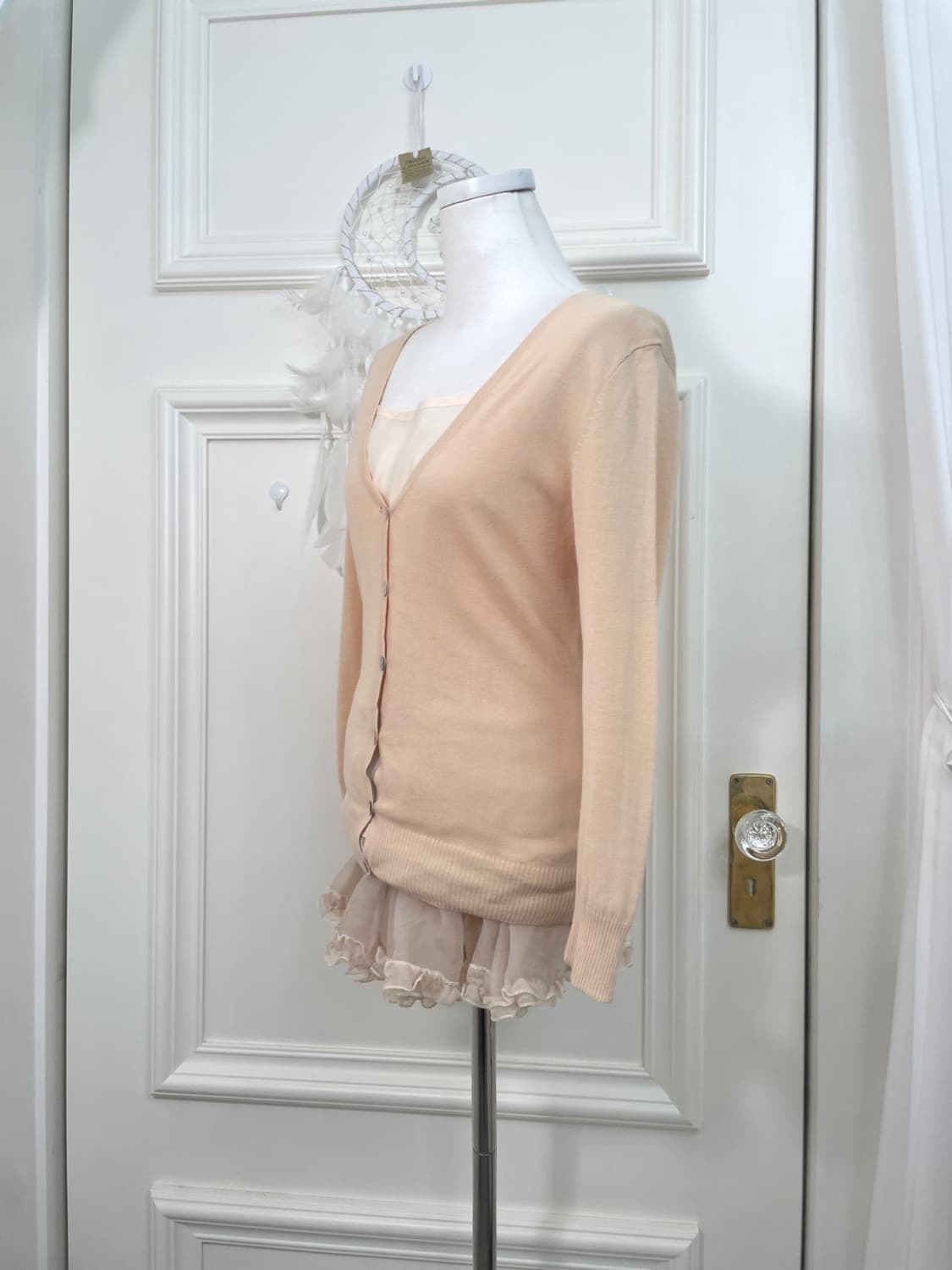 coral shell button v-neck basic cardigan 상품이미지2