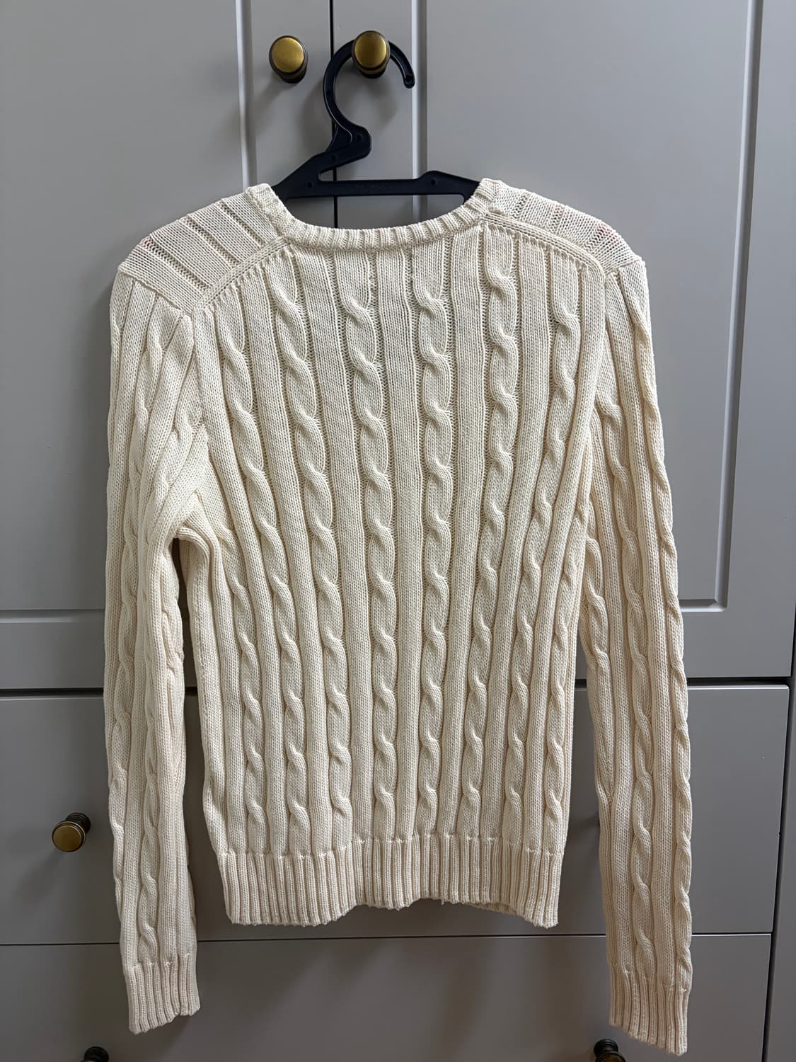  (W) 폴로 랄프 로렌 케이블 브이넥 코튼 스웨터 크림 M 상품이미지2