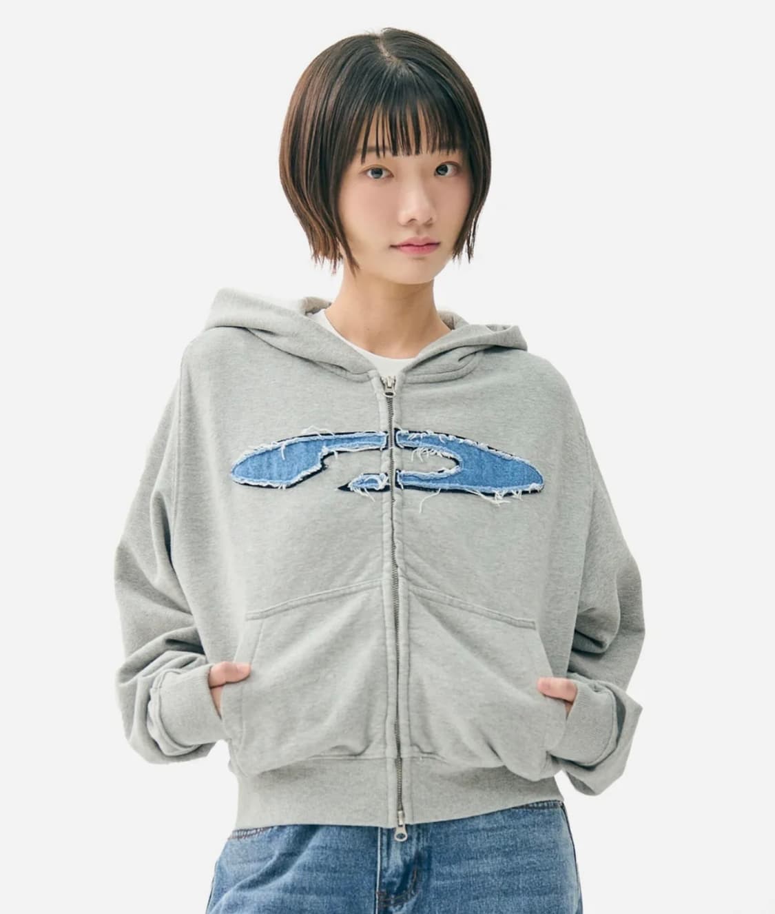 Disk Logo Denim Applique Zip-Up 후드집업 상품이미지2