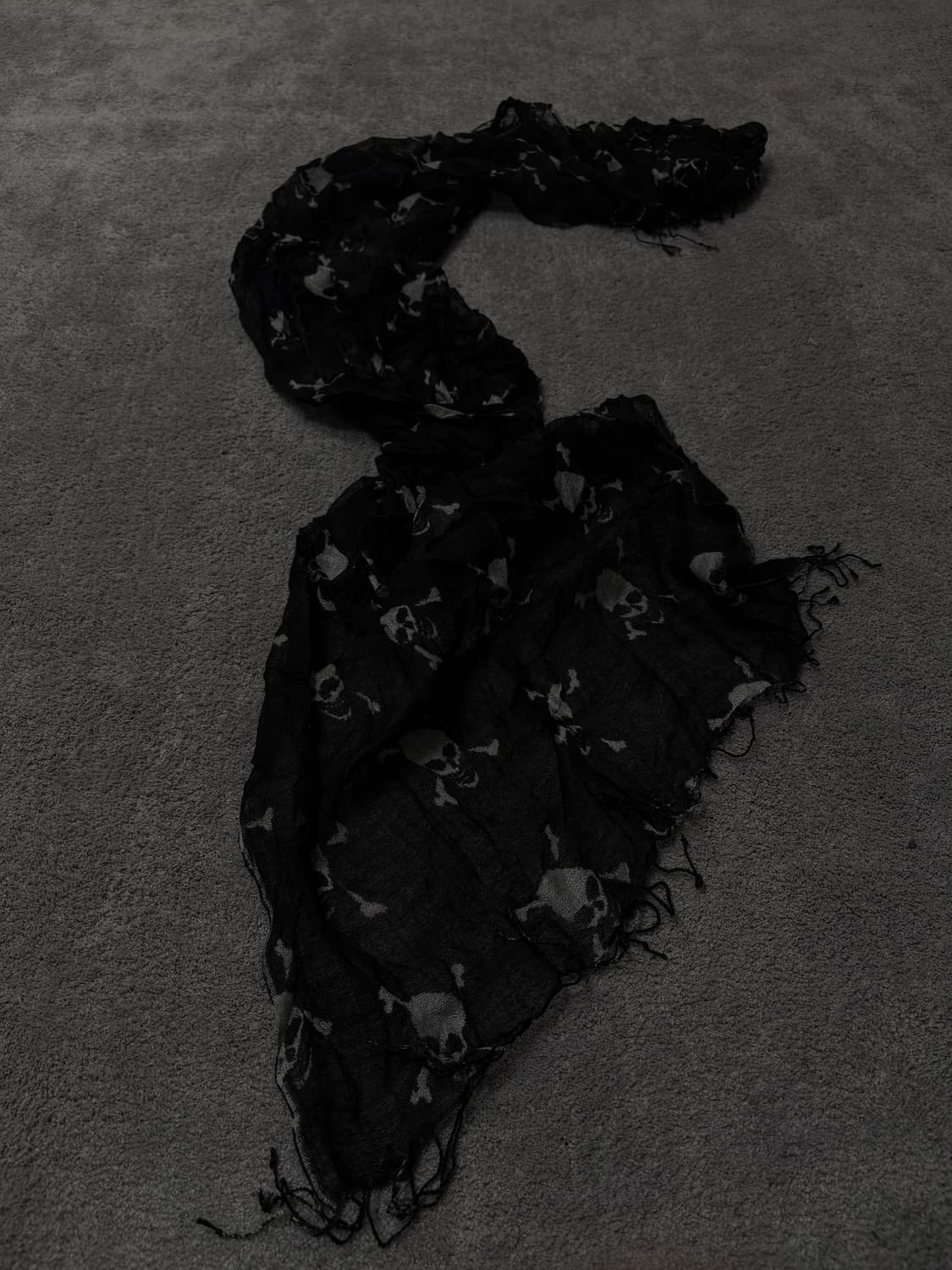 Vintage v-kei punk mood black skullscarf 상품이미지1