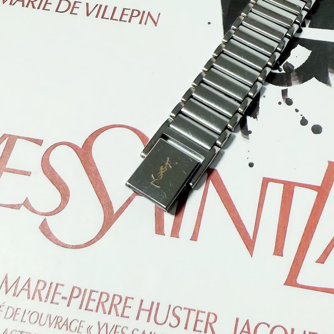 빈티지 YSL 생로랑 콤비 메탈 브레이슬릿 쿼츠 시계 상품이미지4