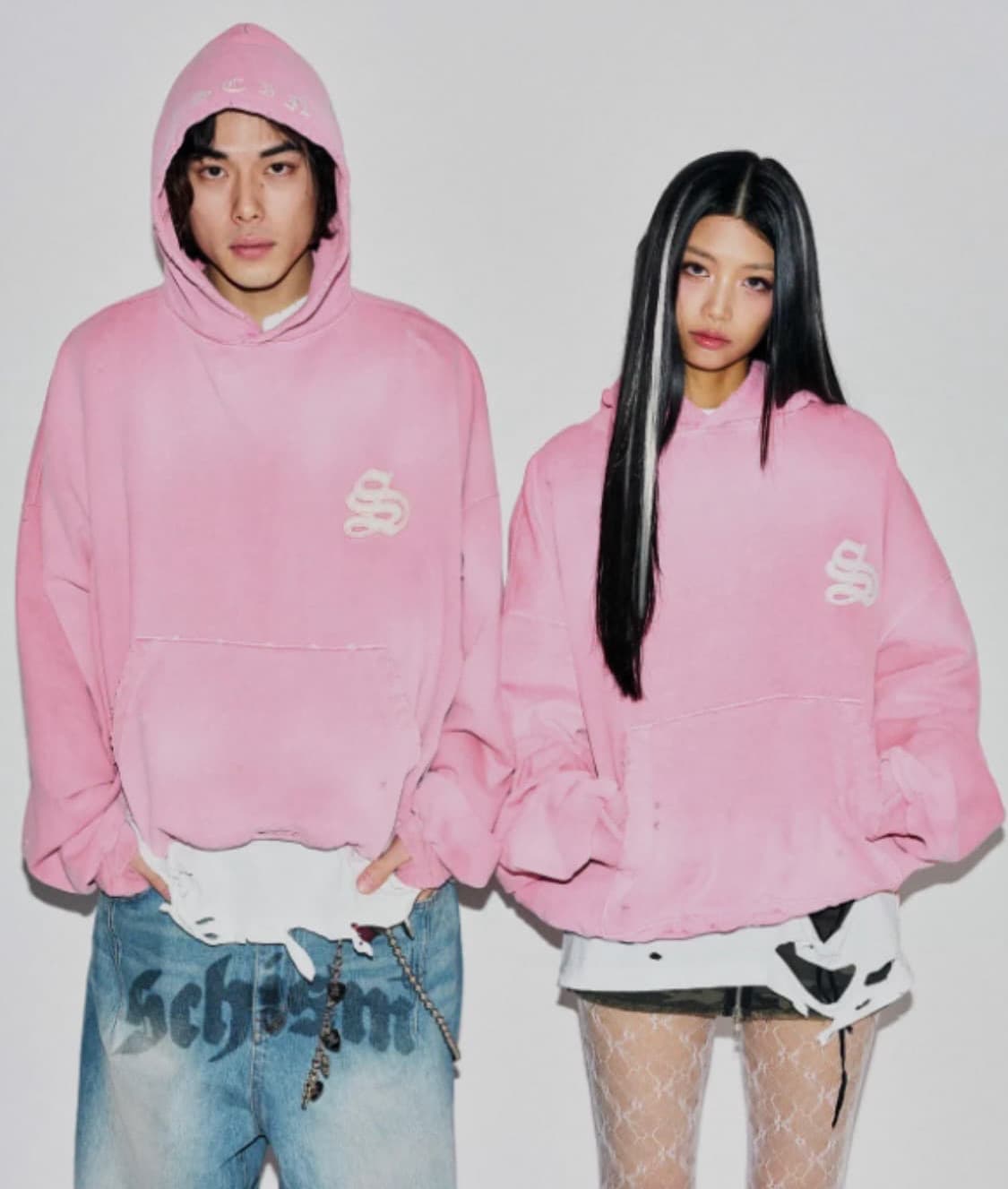 스키즘인듀싱 LEATHER PATCH HOODIE, PINK 상품이미지1