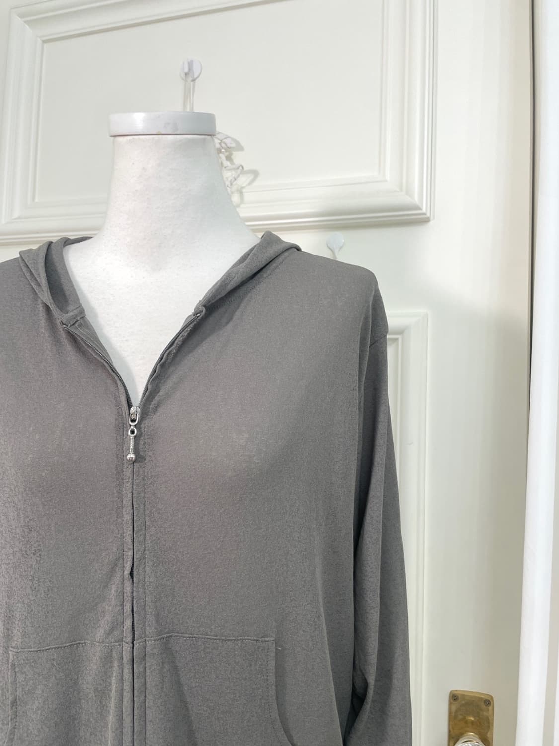 khaki sleeve shirring summer hoodie-zip 상품이미지6