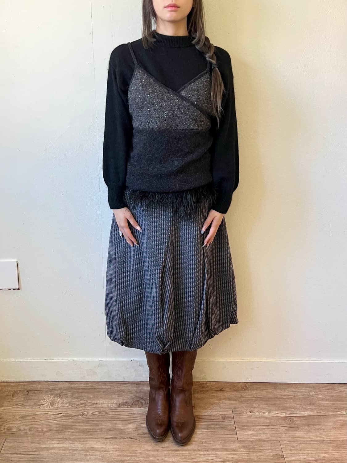 i+mu 트위드 스커트 상품이미지7