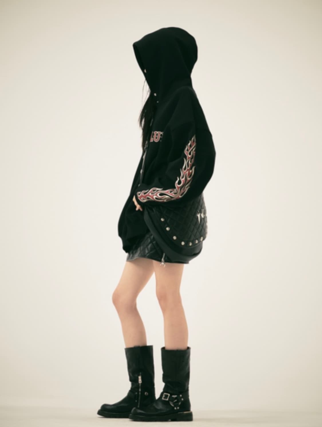 떠그클럽 레더 플레임 후드 블랙 -2size- 미착용 새상품 상품이미지2