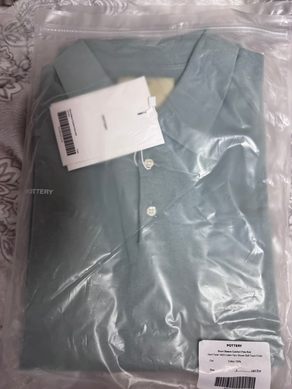 포터리 숏슬리브 컴포트 카라 니트 라이트블루, 핑크 2 새상품  상품이미지1