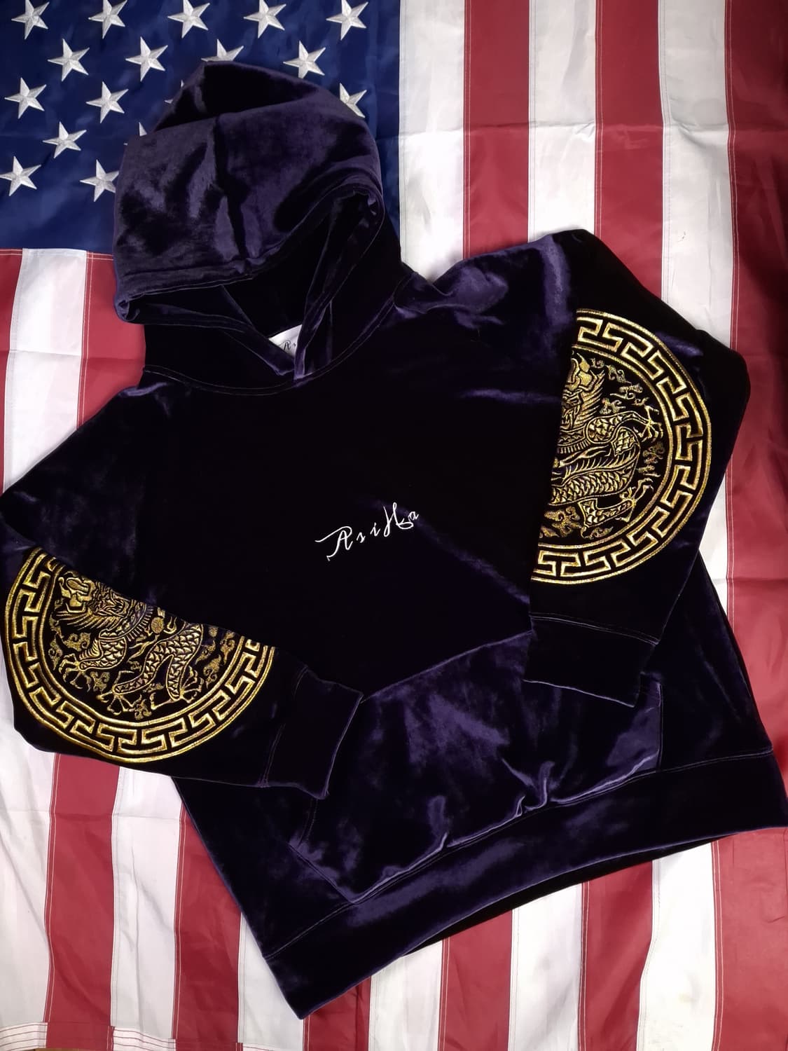 새제품 오리지날 아시하 곤룡포 벨벳 후드티 상품이미지1