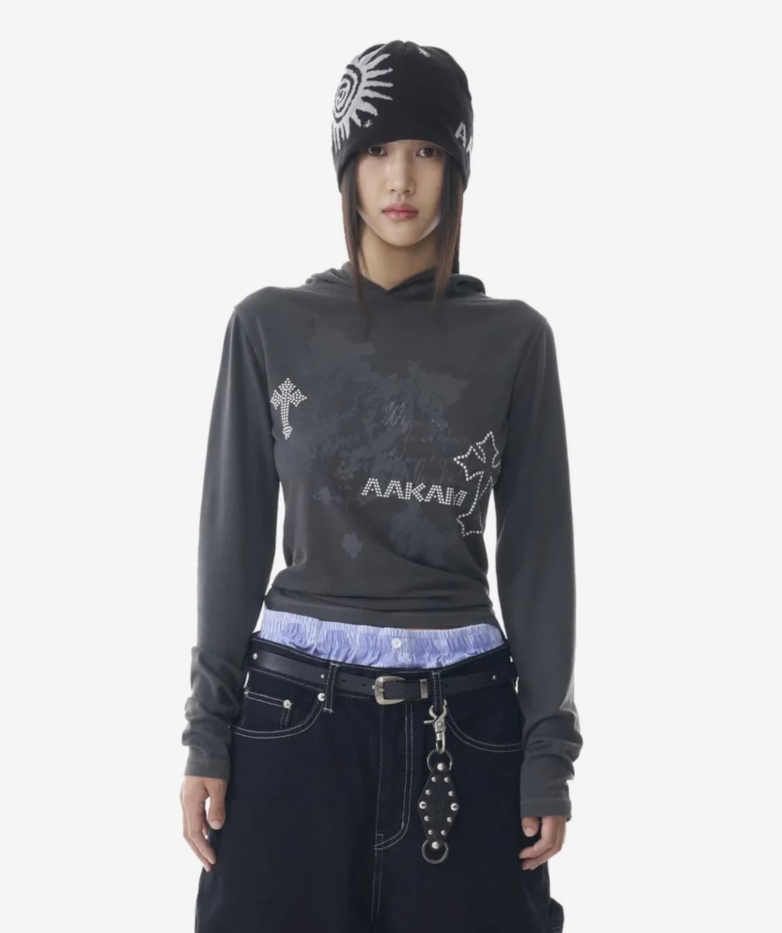 아캄 aakam 스터디드 크로스 롱슬리브 Dark Gray 2 상품이미지1