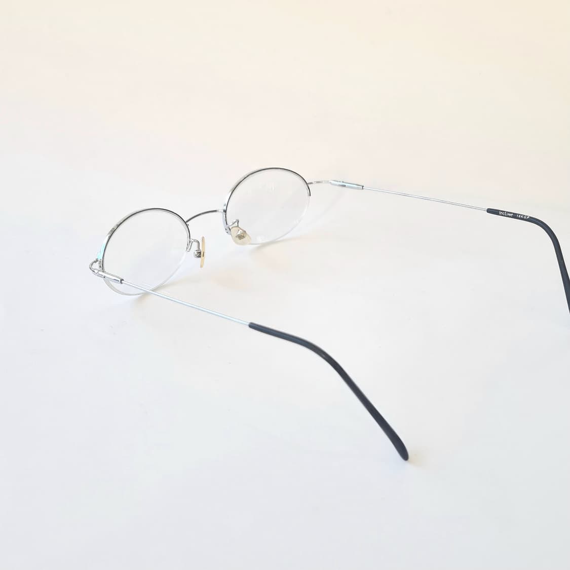 데드스탁 슬림한 빈티지 실버 반무테 안경테  494 상품이미지6