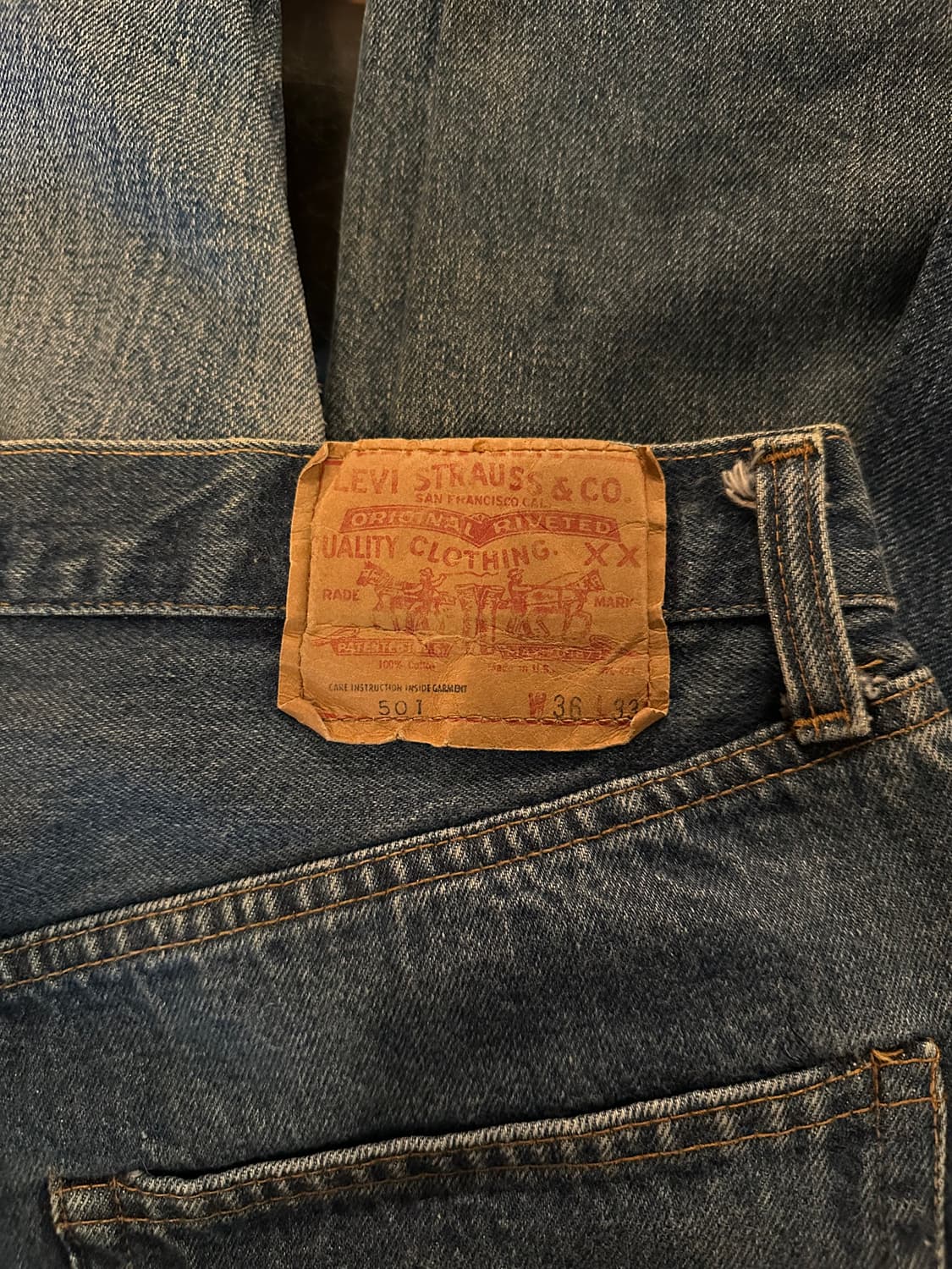 70s USA 빈티지 리바이스 501 66후기 셀비지 데님 팬츠 상품이미지6