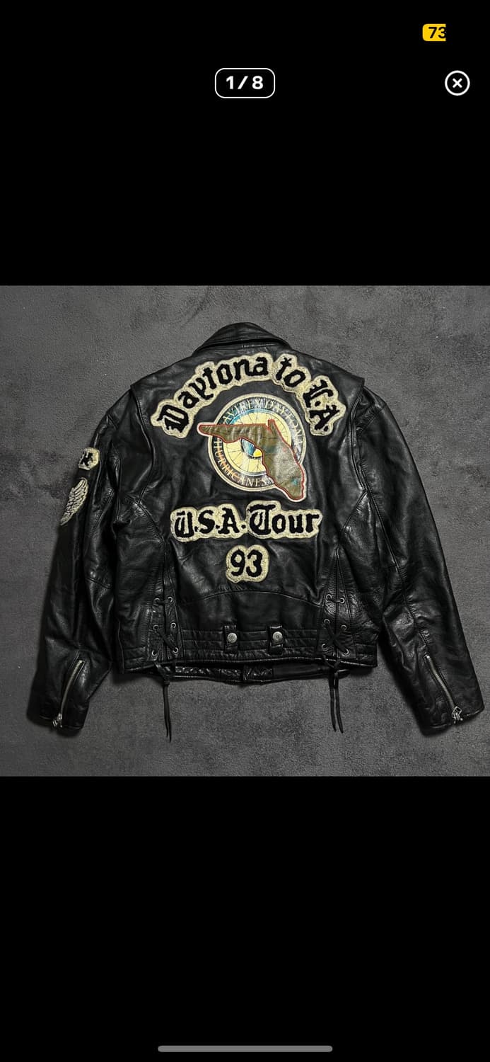 90's 아비렉스 소가죽 라이더 자켓 상품이미지1