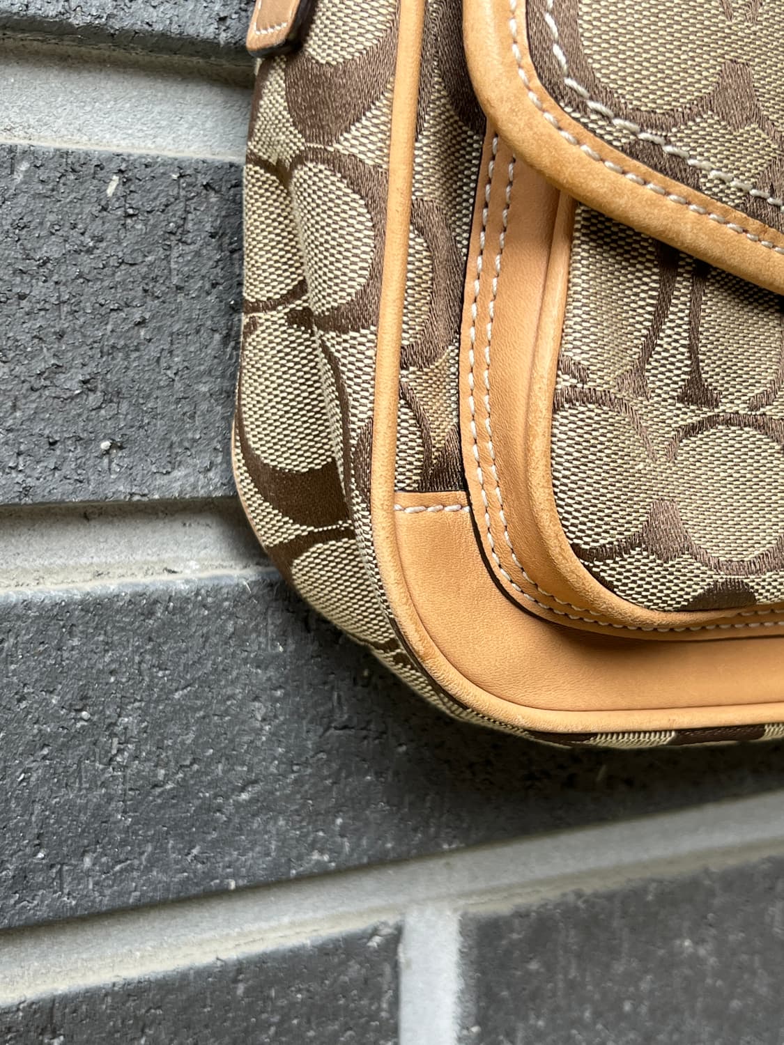 00s Coach 코치 턴락 콤비 백 탄 상품이미지10