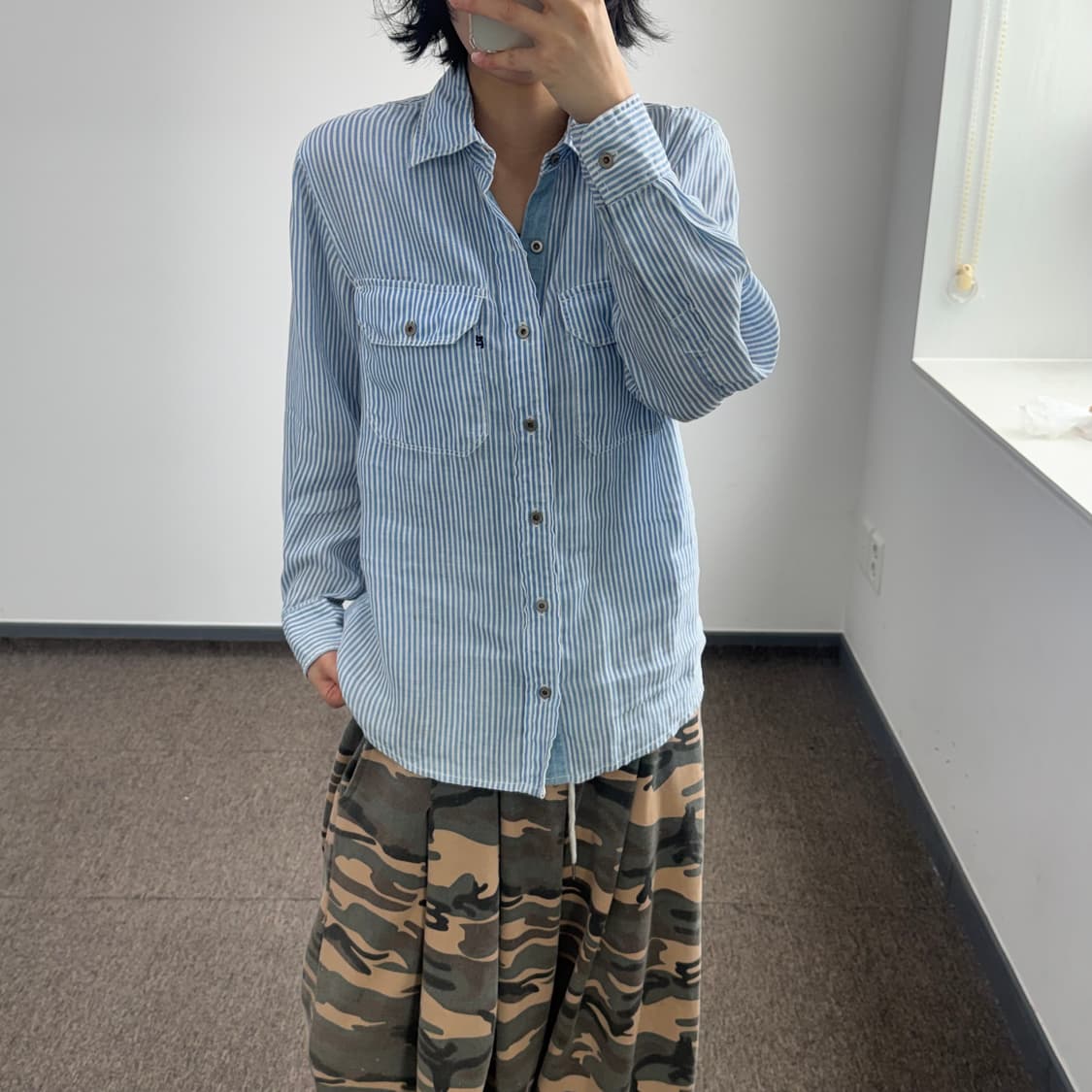 Polo jeans 폴로 진스 투포켓 블루 스트라이프 셔츠  상품이미지1