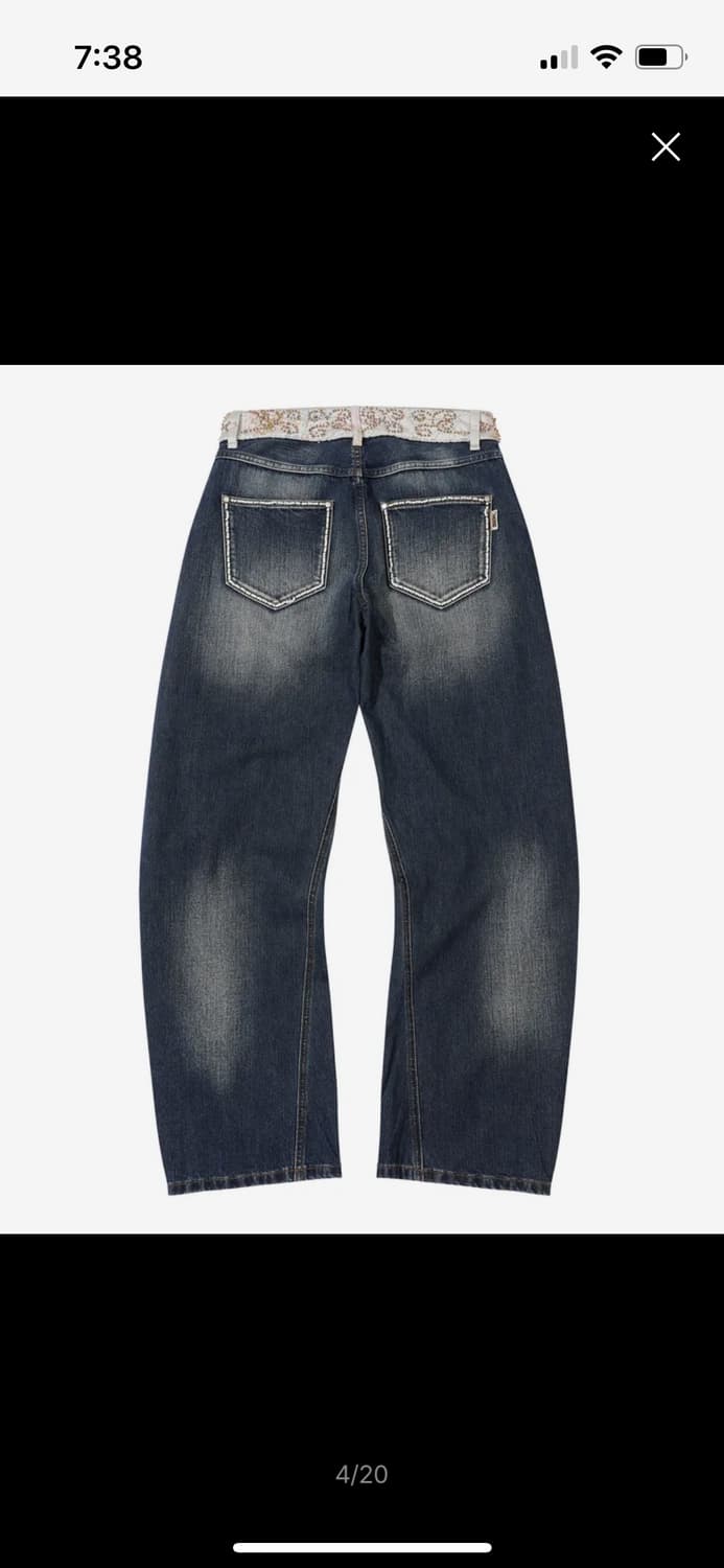 스컬프터Beaded Waist Denim Pants Indigo Blue 상품이미지2