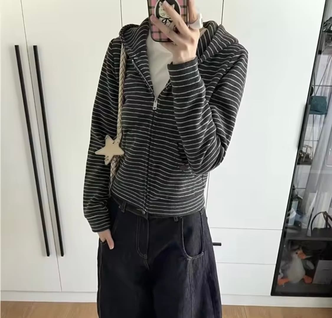 스트라이프 후드집업  상품이미지1