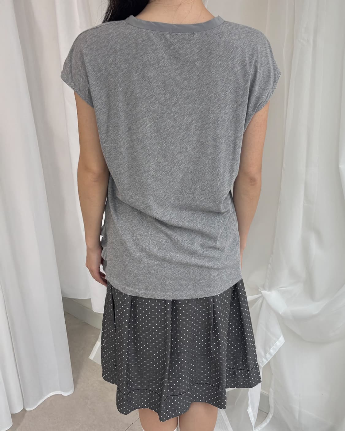 ICB one tuck unbalance long top 상품이미지3