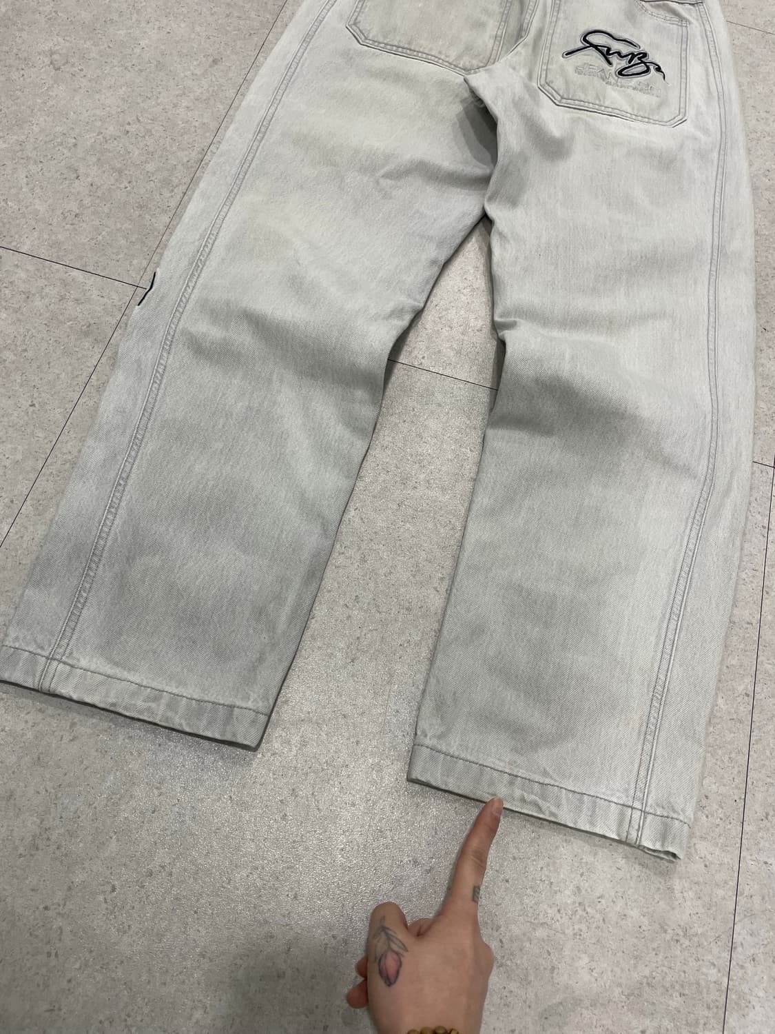 90‘s Fubu 후부 사이드 자수로고 배기 와이드 데님팬츠 상품이미지6