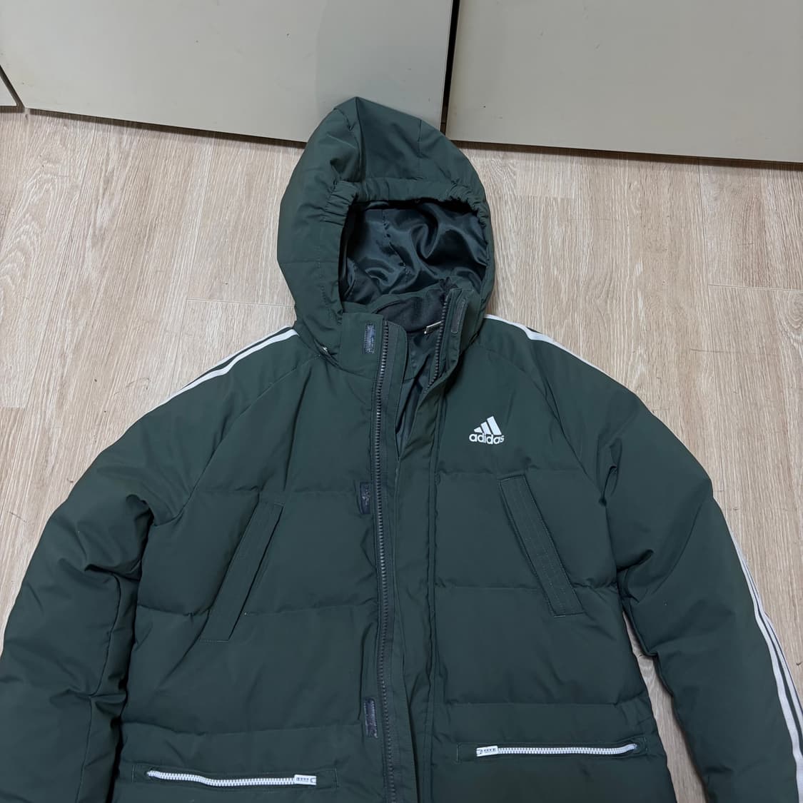아디다스 키즈 빅로고 덕다운 후드 롱패딩 150  상품이미지2
