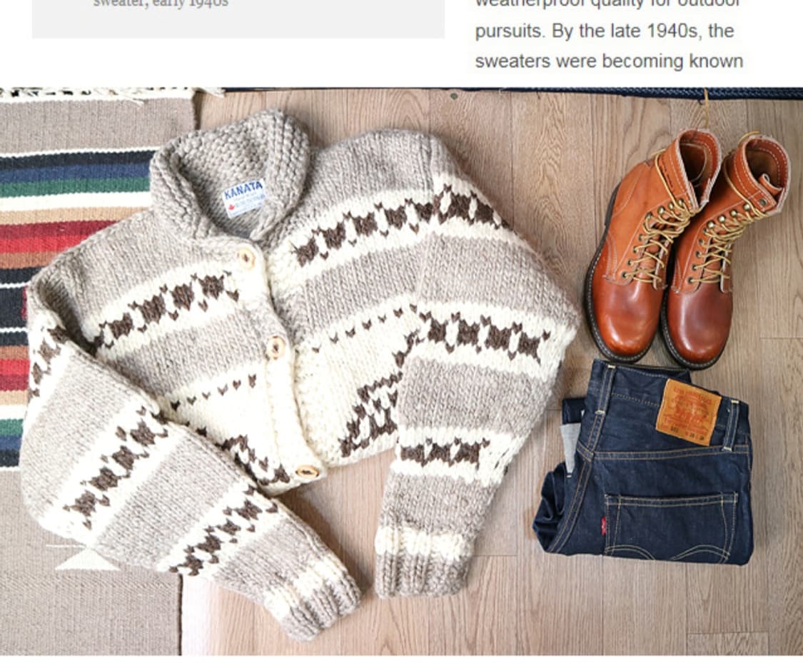 
KANATA 카나타 캐나다 핸드메이드 양모100% 인디언 코위찬 스웨터 상품이미지1