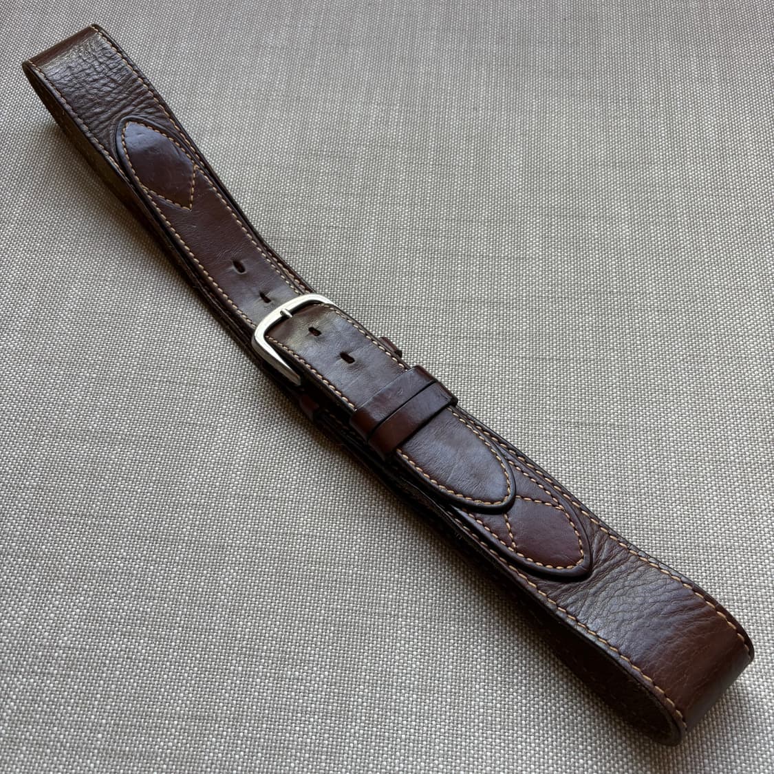 [37-38] 80s USA 하네스 브라운 레더 더블 스트랩 벨트 상품이미지1