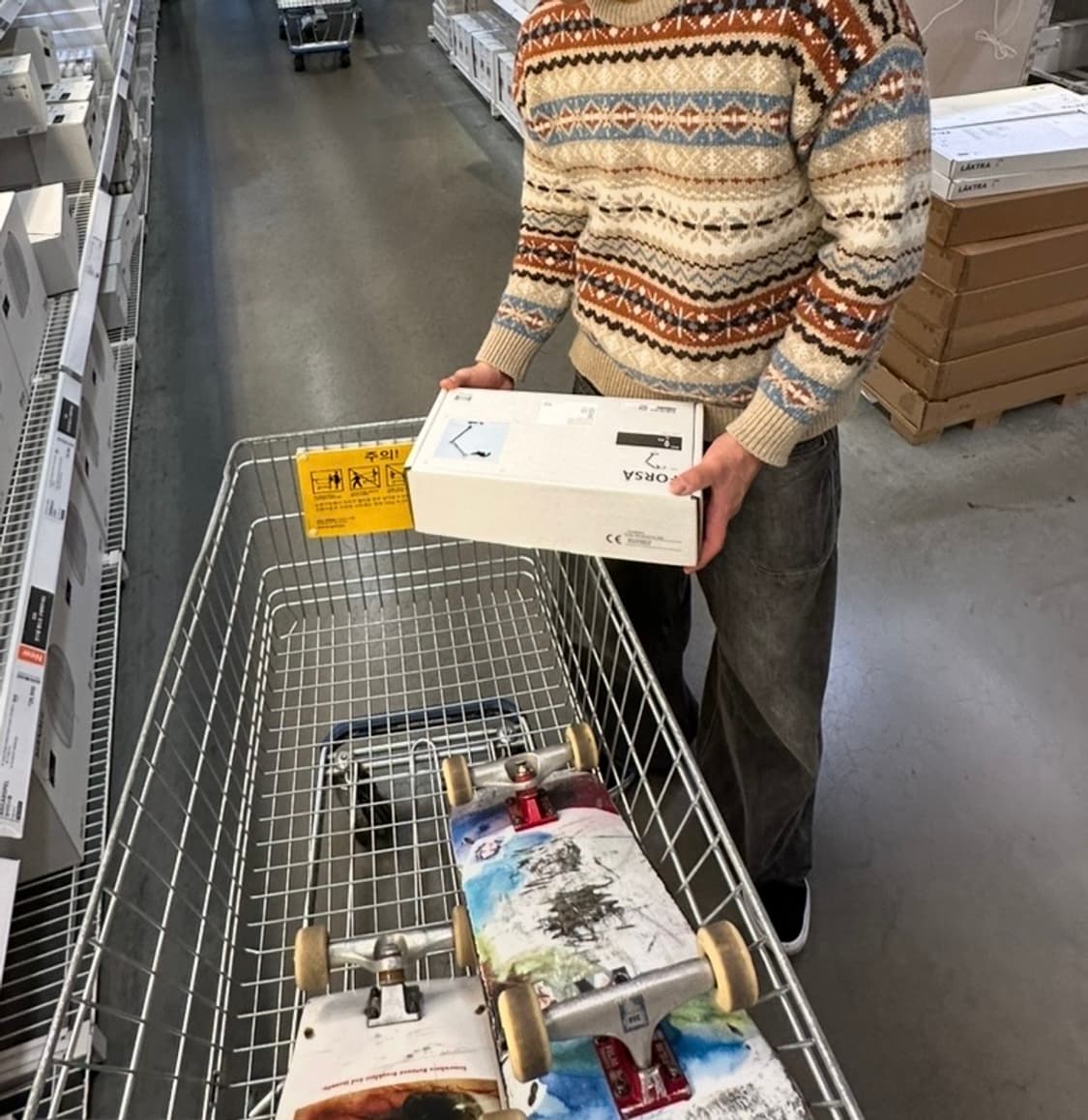 takeasy 페어아일 니트 베이지 총 3번입었습니다! 테이크이지 상품이미지3