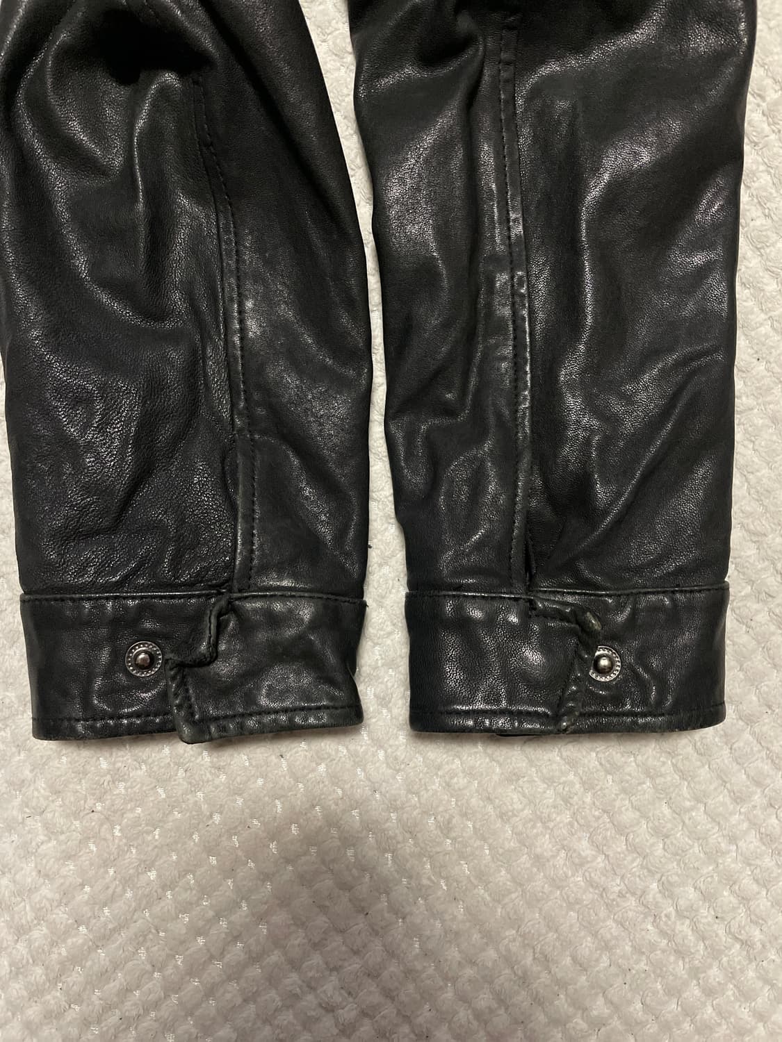 웨스턴 무드 이태리 램스킨 양가죽 절개 포켓 레더 자켓 상품이미지8