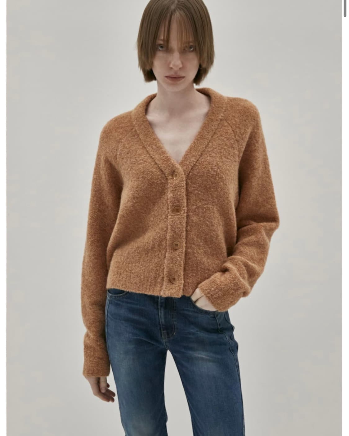 인사일런스우먼 크롭 알파카 가디건 오렌지 상품이미지3