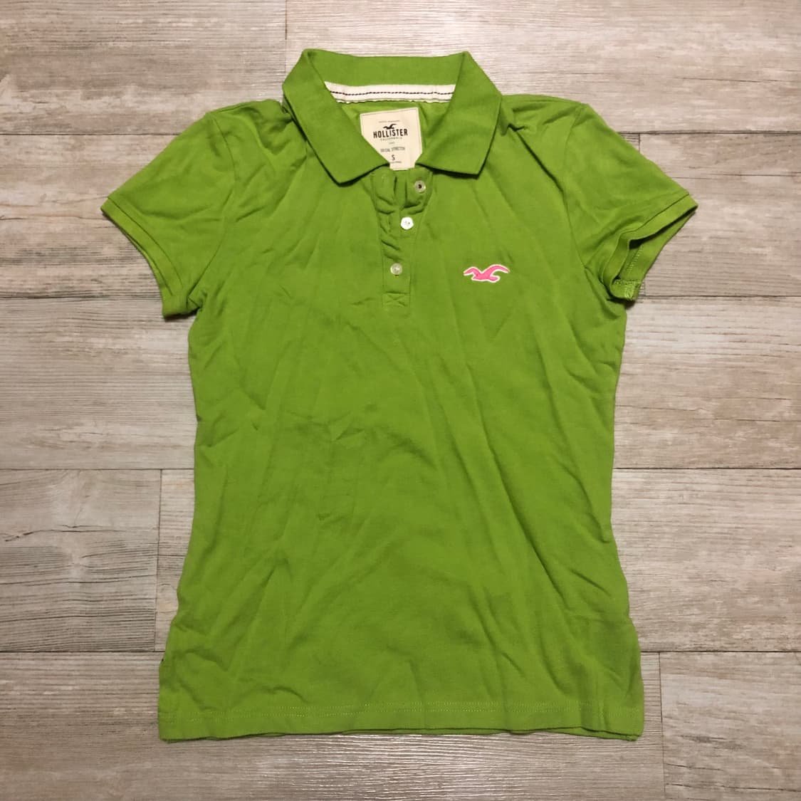 홀리스터 딱붙 카라 반팔티 연두 그린 상품이미지1