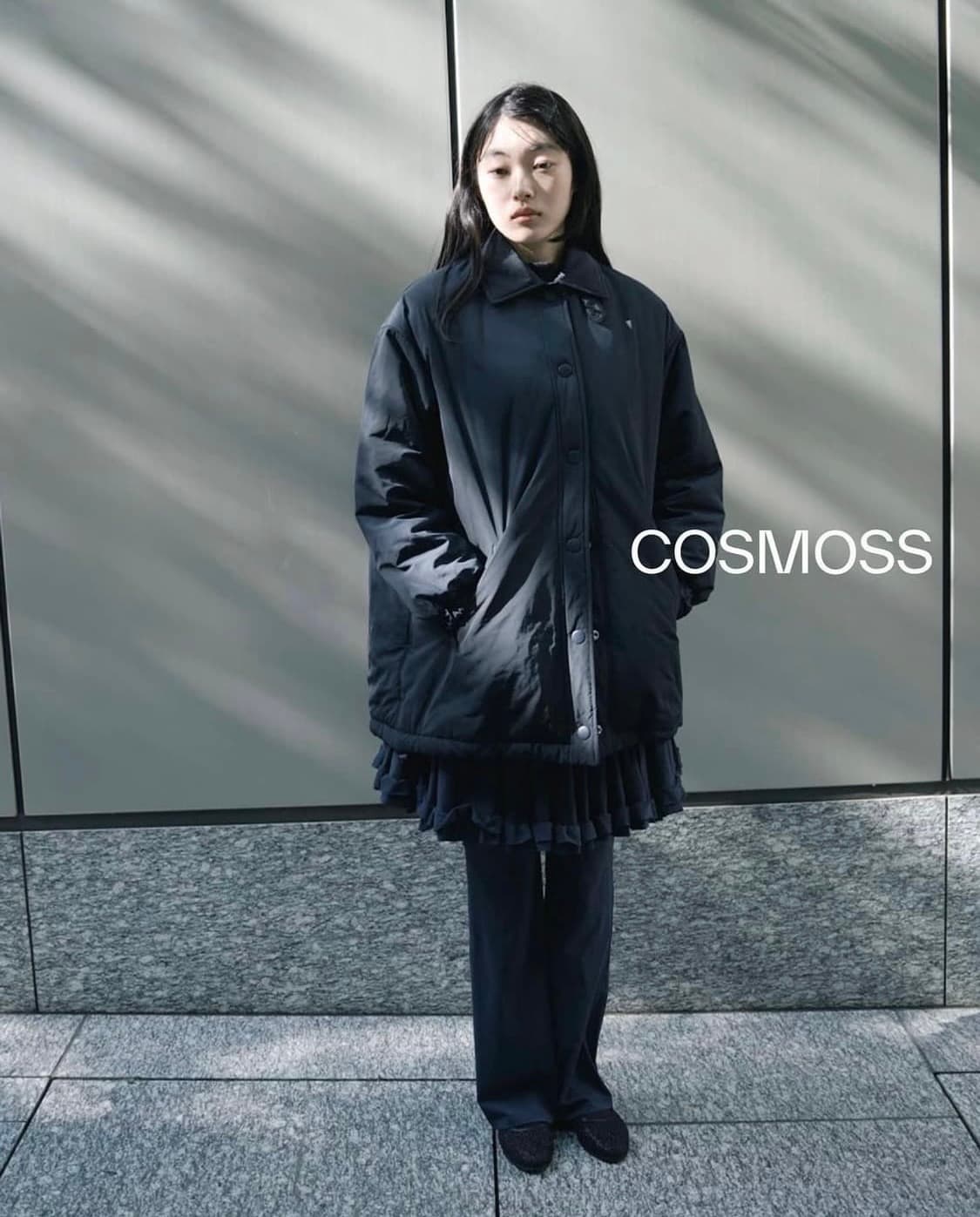 cosmoss 칼라 셔링 패딩 자켓 블랙 상품이미지1