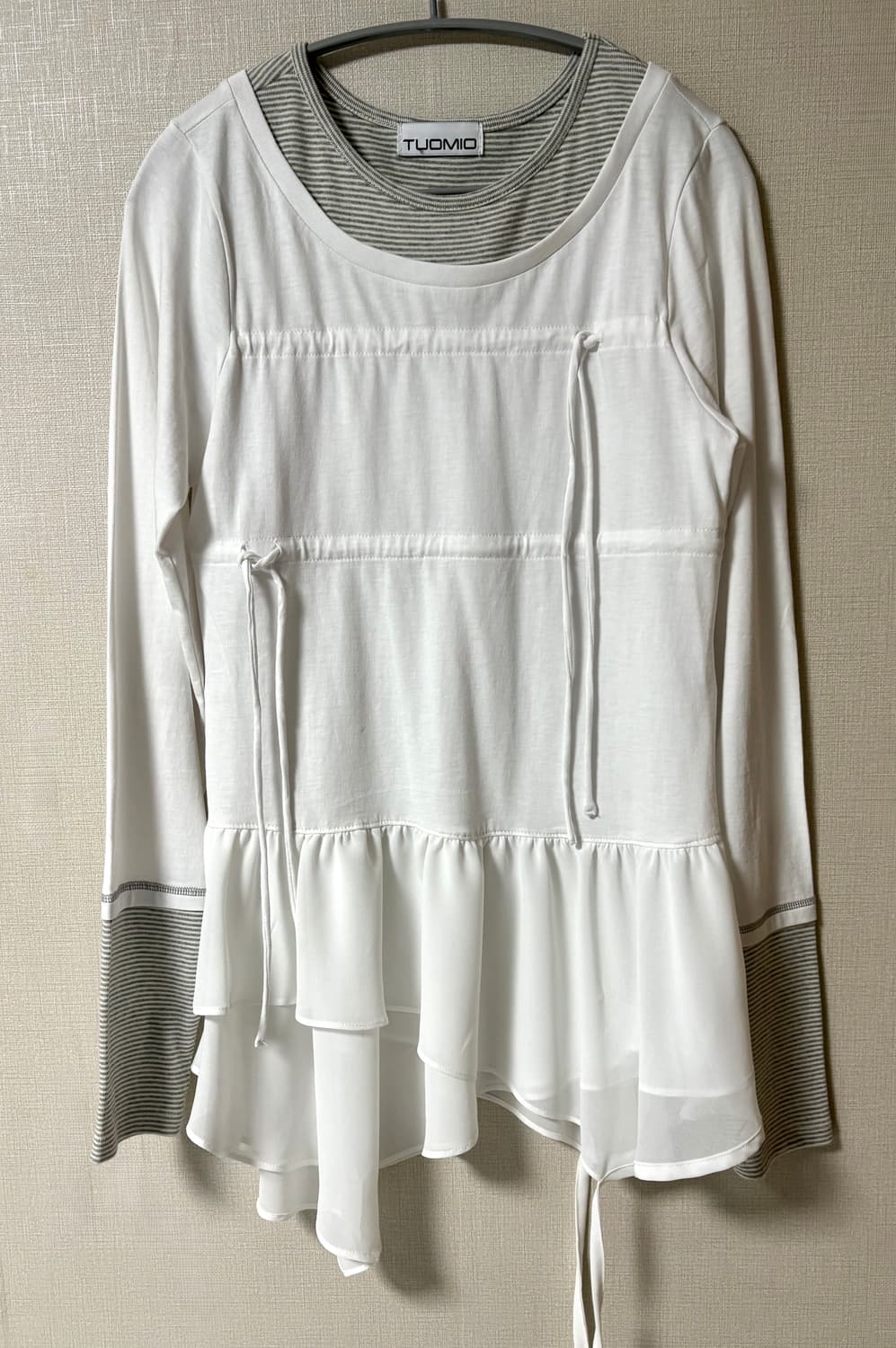 뚜오미오 LAYERED TAIL RIBBON TOP [WHITE] 2 상품이미지2