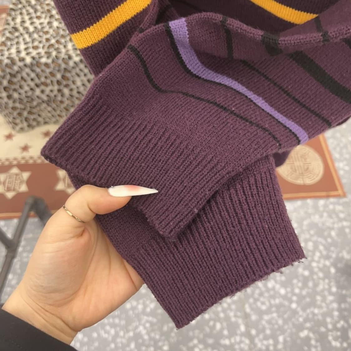 마크곤잘레스 레트로 스트라이프 딥퍼플 니트 L C09384 상품이미지7